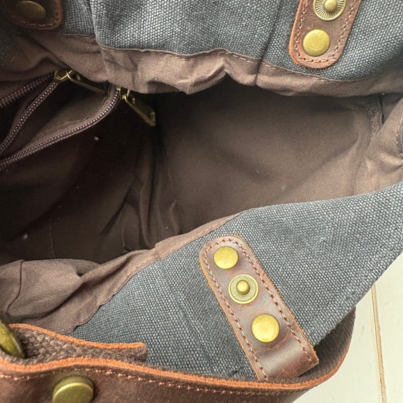 Canvas Tote/Convertible Backpack with Leather Accents - Picture 8 of 11